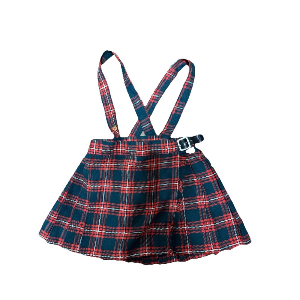 Y2K Mothercare Girl's Red Tartan Plaid Jumper Wool Skirt 92/104cm 2T Made In‎ UK